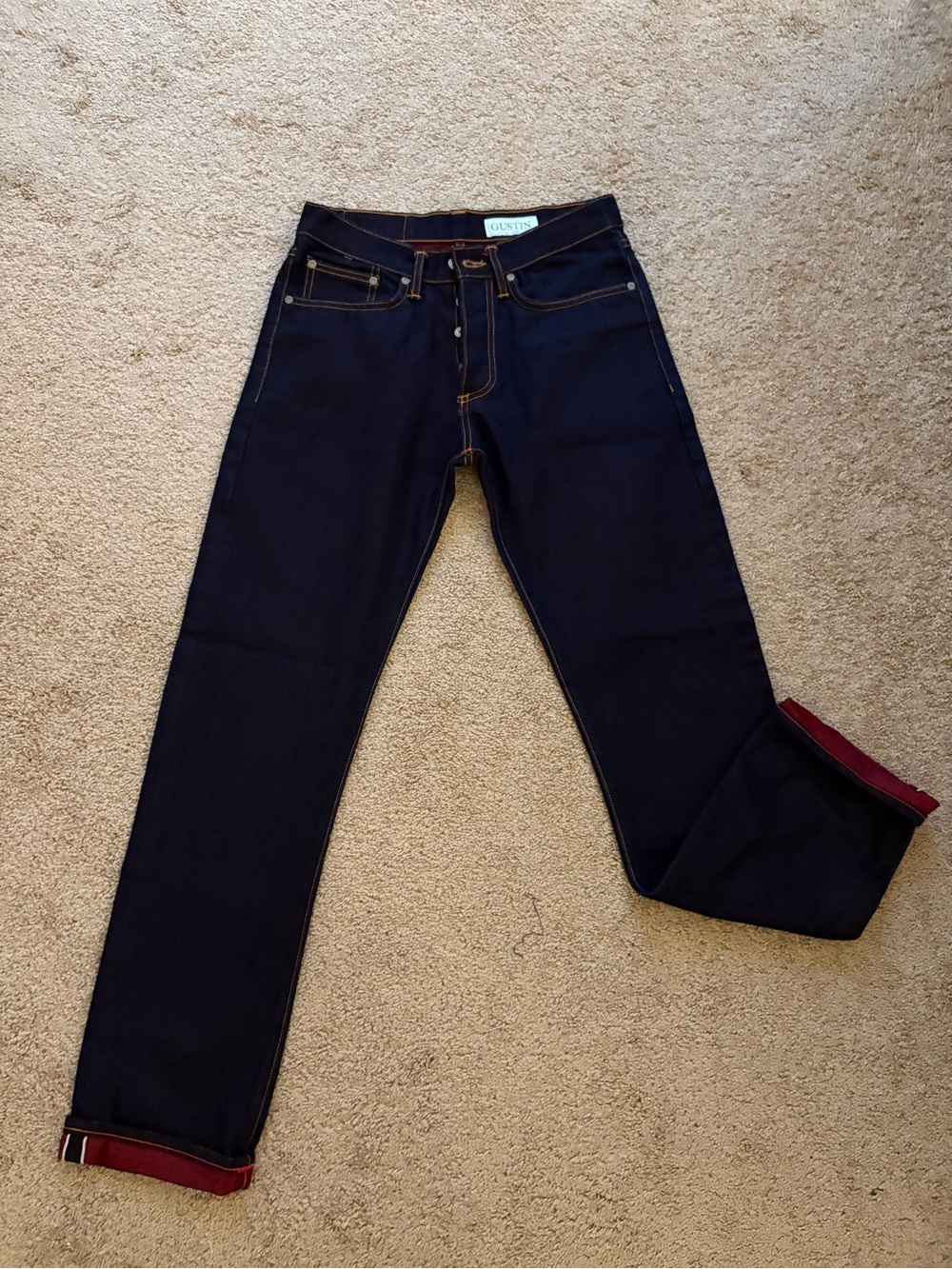 Gustin Red Fire Selvedge Denim Jeans 32×32 Slim fit